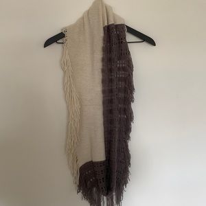White and gray infinity scarf